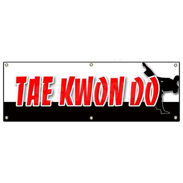 TAE KWON DO BANNER SIGN martial art self defense school lessons jiu-jitsu